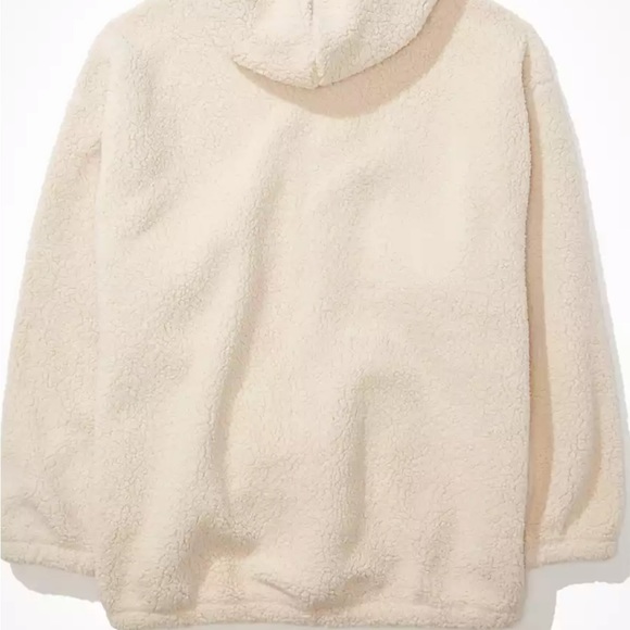 NWT AE Sherpa Zip-Up Hoodie COLOR CREAM SIZE LARGE - Picture 2 of 5